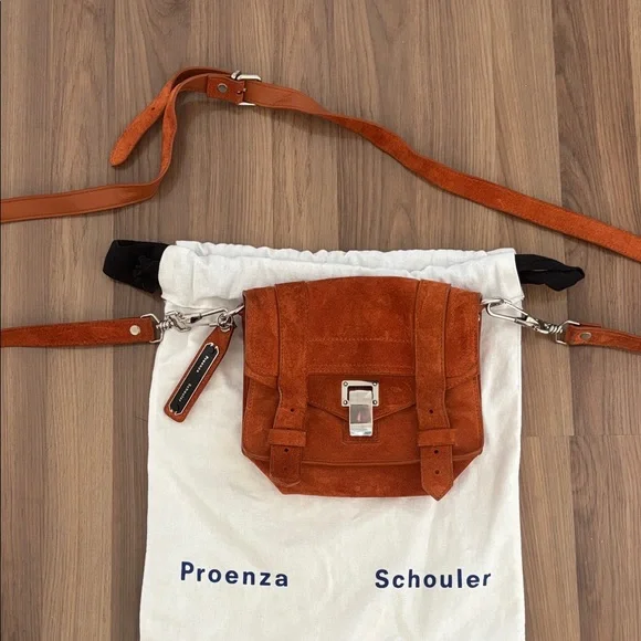 Proenza Schouler Mini Ps1 Suede Bag in Mahogany - Picture 1 of 8